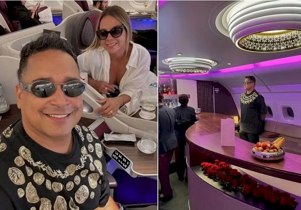 Xanddy e Carla Perez retornam ao Brasil em avião luxuoso; confira