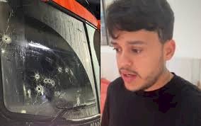 Ônibus com músicos e produtores do cantor Thiago Aquino é alvo de tiros em tentativa de assalto na BA