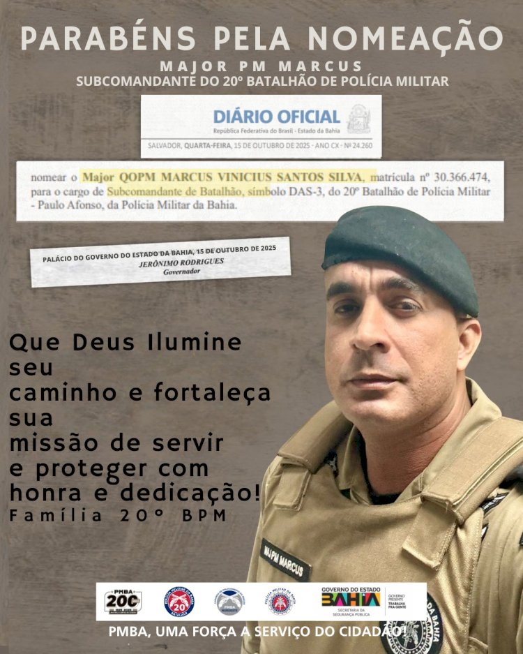 Major PM Marcus Vinicius Assume o Subcomando Do 20º Batalhão De Policia Militar